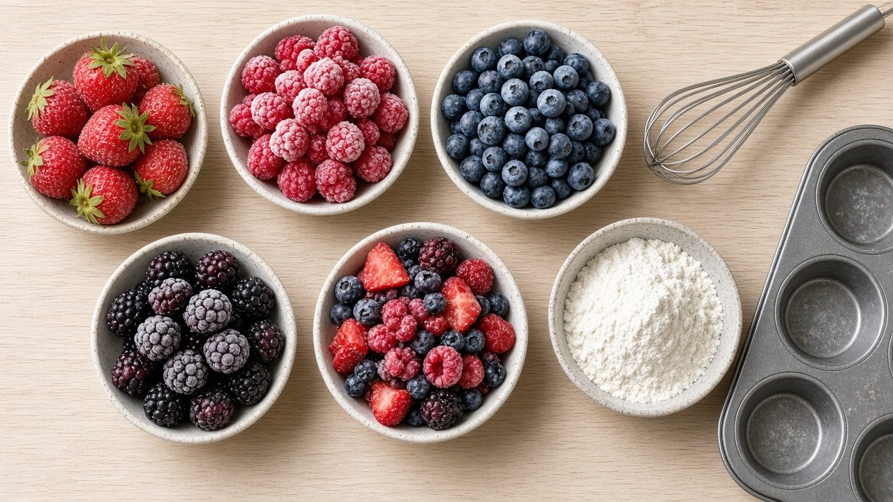 Bowls de fresa, frambuesa, arándano, zarzamora y mix berries congelados listos para preparar postres